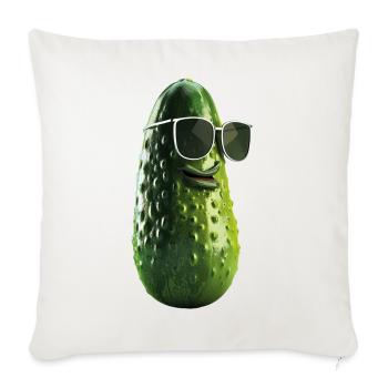 Cornichon de concombre avec lunettes de soleil - Housse de coussin décorative 45 x 45 cm - blanc nature - Devant
