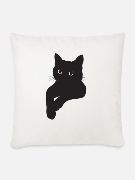 Schwarze Katze Pose - Sofakissenbezug 45 x 45 cm - Naturweiß