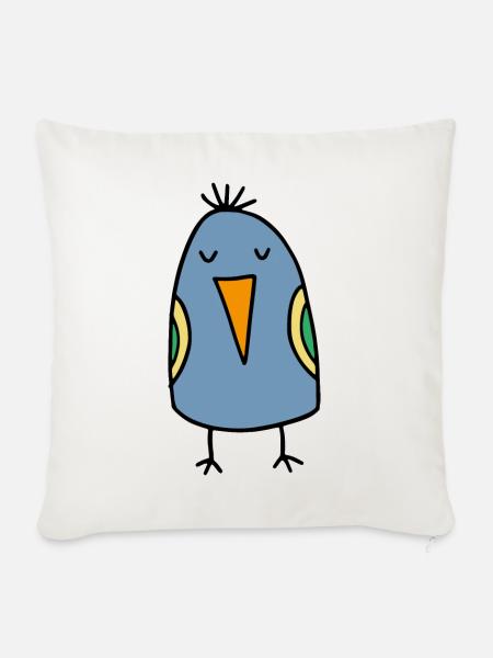 Lustiger Vogel - Sofakissenbezug 45 x 45 cm - Naturweiß