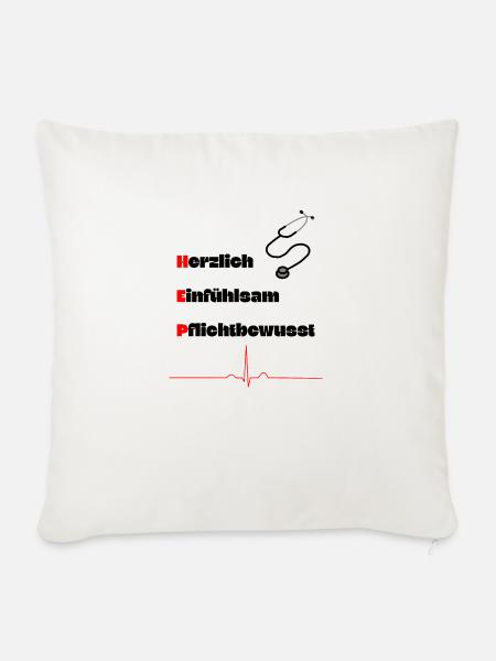 Heilerziehungspfleger HEP MFA Herz Spruch - Sofakissenbezug 45 x 45 cm - Naturweiß