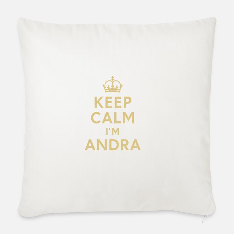 Keep_Calm_I m_Andra - Sofa pillowcase 17,3'' x 17,3'' (45 x 45 cm) - natural white