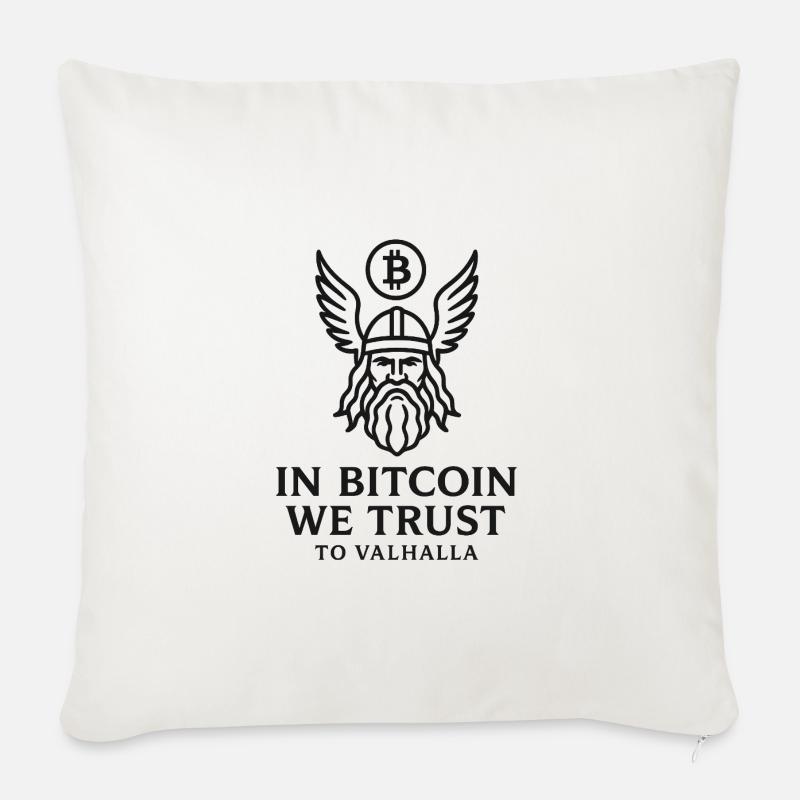 Bitcoin Valhalla - Housse de coussin décorative 45 x 45 cm - blanc nature