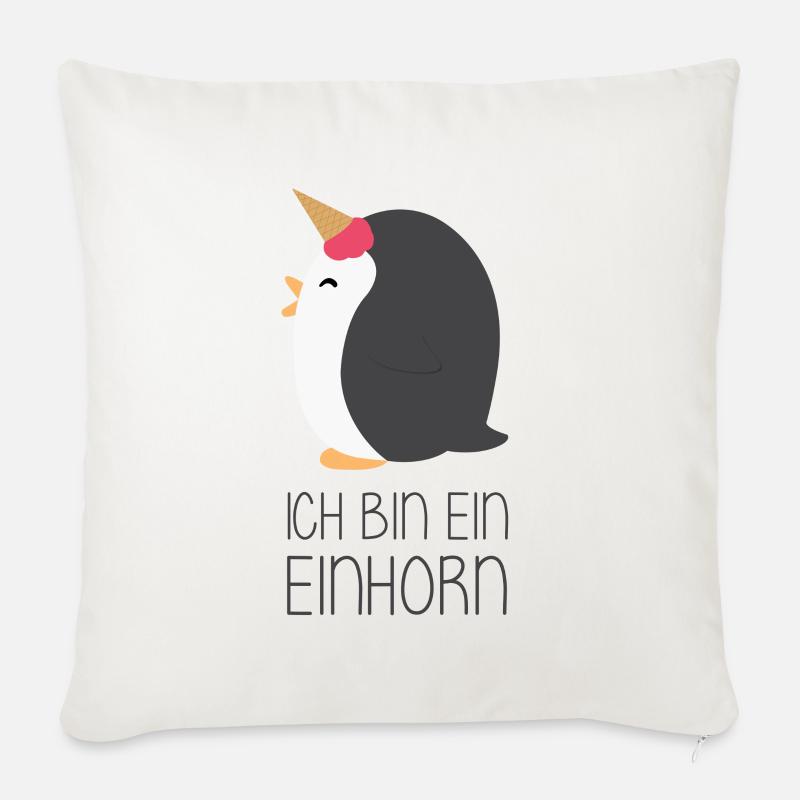 Einhorn Pinguin - Sofakissenbezug 45 x 45 cm - Naturweiß