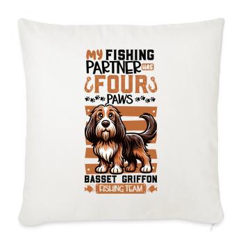 Pêche et Grand Bleu de Gascogne - Housse de coussin décorative 45 x 45 cm - blanc nature - Devant