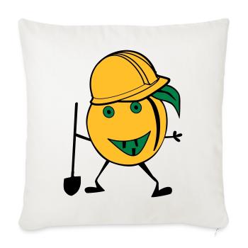 travailleur de la construction d'orange - Housse de coussin décorative 45 x 45 cm - blanc nature - Devant