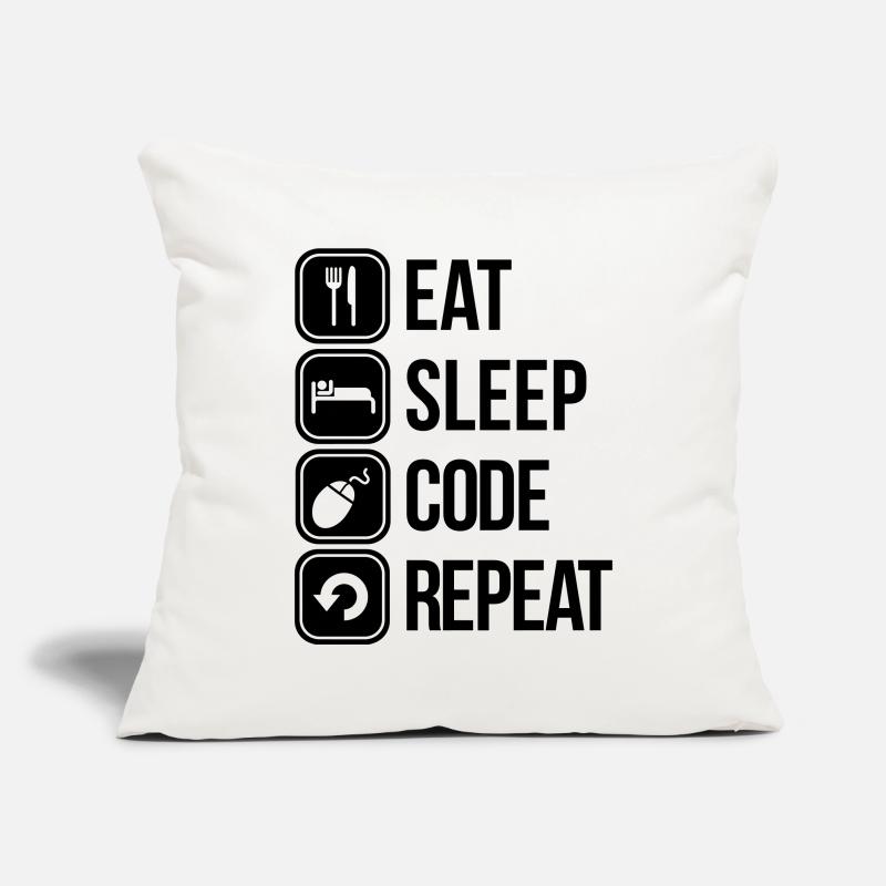 eat sleep code Housse de coussin décorative 45 x 45 cm