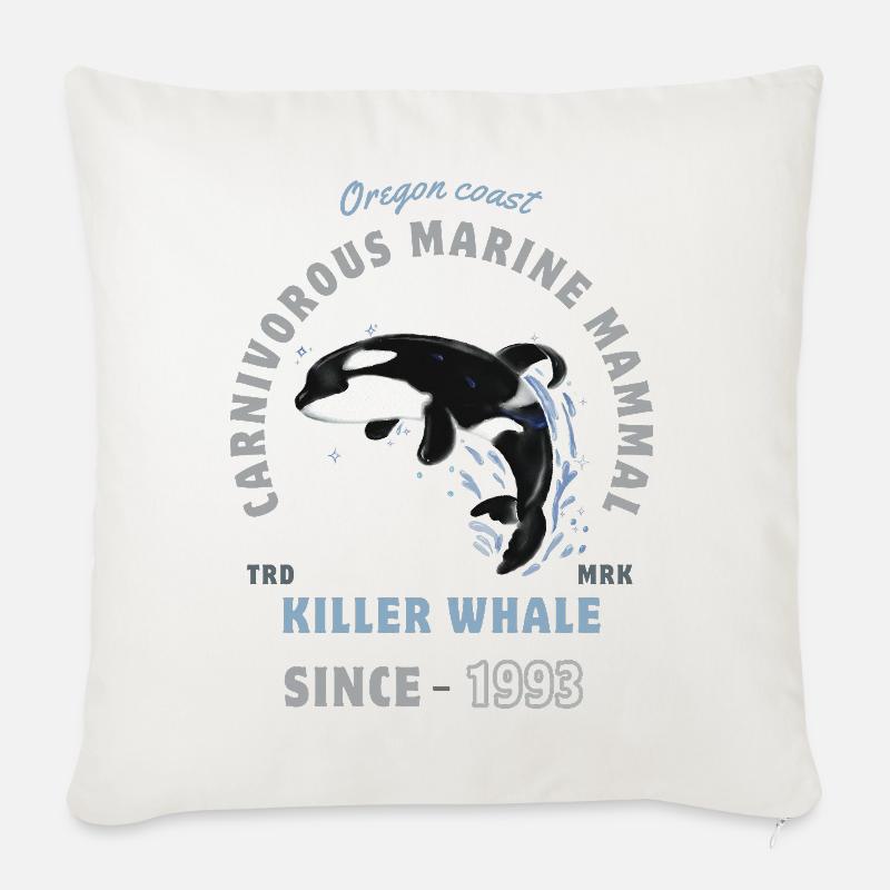 Orca Tier Meeressäuger - Schwertwal - Sofakissenbezug 45 x 45 cm - Naturweiß 