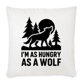 loup affamé affamé - Housse de coussin décorative 45 x 45 cm - blanc nature - Devant