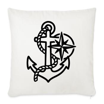 Anchor Wind Rose Maritime Logo - Sofa pillowcase 17,3'' x 17,3'' (45 x 45 cm) - natural white - Front