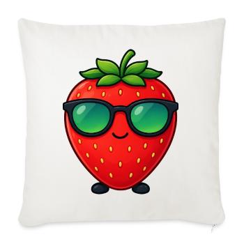 Kawaii Strawberry with Sunglasses Minimalism - Sofa pillowcase 17,3'' x 17,3'' (45 x 45 cm) - natural white - Front