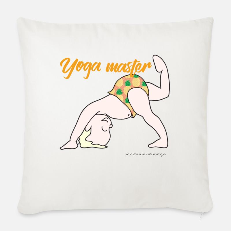 Yoga master - bébé blond - Housse de coussin décorative 45 x 45 cm - blanc nature
