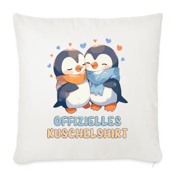 Chemise Câline Officielle Pingouins Amour Coeur Doux - Housse de coussin décorative 45 x 45 cm - blanc nature - Devant