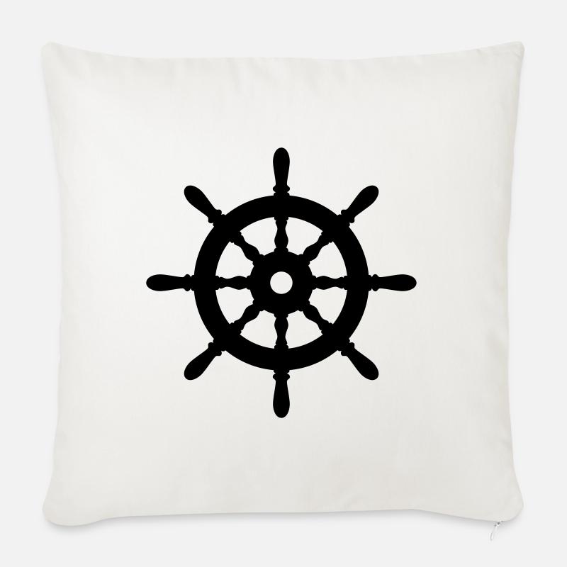 gouvernail silhouette - Housse de coussin décorative 45 x 45 cm - blanc nature