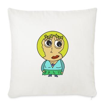 Tête ronde femme personnage de dessin animé blonde blonde jolie wtf - Housse de coussin décorative 45 x 45 cm - blanc nature - Devant