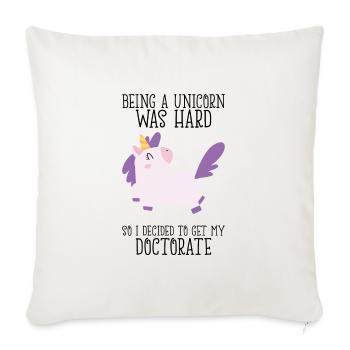 Doktortitel Einhorn Spruch Uni Geschenk - Sofakissenbezug 45 x 45 cm - Naturweiß  - Vorne