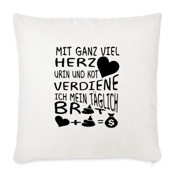 Mit ganz viel herz urin und kot verdiene ich Arzt - Sofakissenbezug 45 x 45 cm - Naturweiß  - Vorne