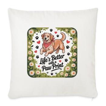 Life's Better with a Paw Print - Sofa pillowcase 17,3'' x 17,3'' (45 x 45 cm) - natural white - Front