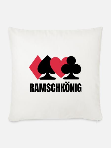 Skat Karten Ramschkönig Skatspiel Kartenspiel Pik - Sofakissenbezug 45 x 45 cm - Naturweiß 