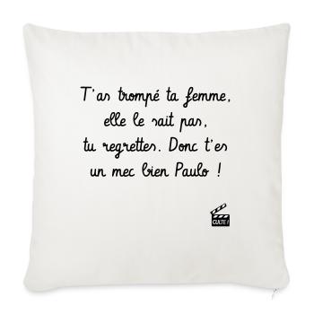 T'as trompé t* femme, elle le sait pas... Camping - Housse de coussin décorative 45 x 45 cm - blanc nature - Devant