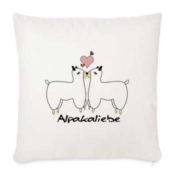 Alpaka Liebe Design - Sofakissenbezug 45 x 45 cm - Naturweiß  - Vorne