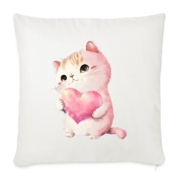Mignon bébé chat maman enfants T-shirt - Housse de coussin décorative 45 x 45 cm - blanc nature - Devant