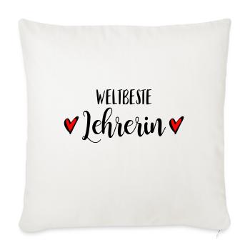 Beste Lehrerin Grundschullehrerin Klassenlehrerin - Sofakissenbezug 45 x 45 cm - Naturweiß  - Vorne