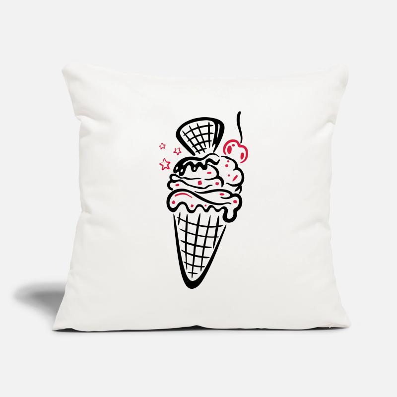 Eis, ice, Eiswaffel mit Kirsche Housse de coussin décorative 45 x 45 cm
