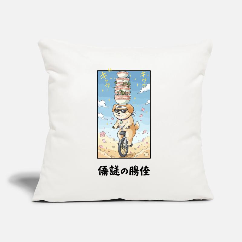 Noodle Stack Pup sur monocycle Housse de coussin décorative 45 x 45 cm