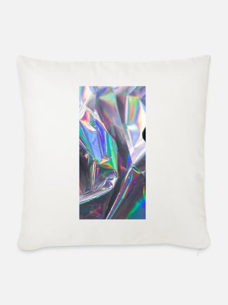 Glitchy Pattern Texture; Hologramm Aluminium Synth - Sofakissenbezug 45 x 45 cm - Naturweiß