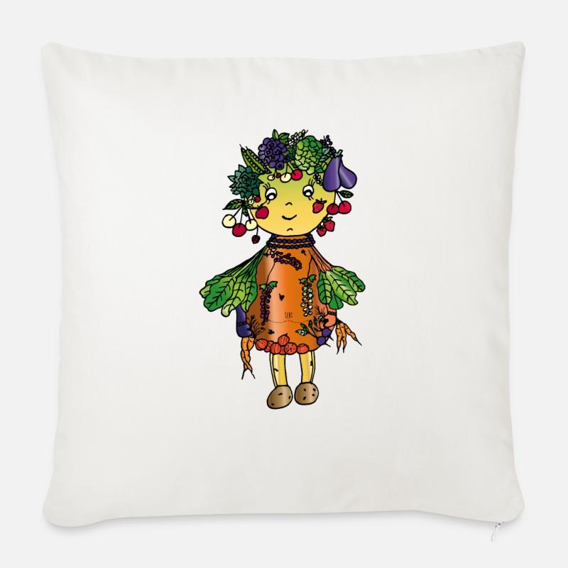 Regionales Gemüse - Sofakissenbezug 45 x 45 cm - Naturweiß 