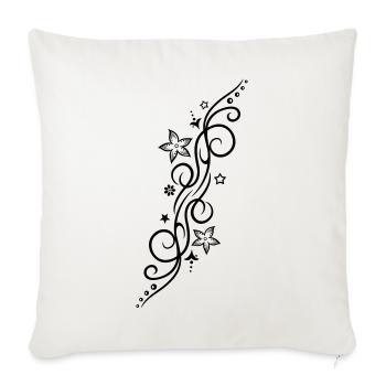 Tattoo ornament with flowers and stars. - Sofa pillowcase 17,3'' x 17,3'' (45 x 45 cm) - natural white - Front