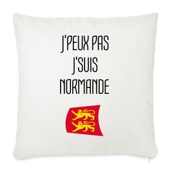 Humour Normandie J'peux pas j'suis Normande - Housse de coussin décorative 45 x 45 cm - blanc nature - Devant