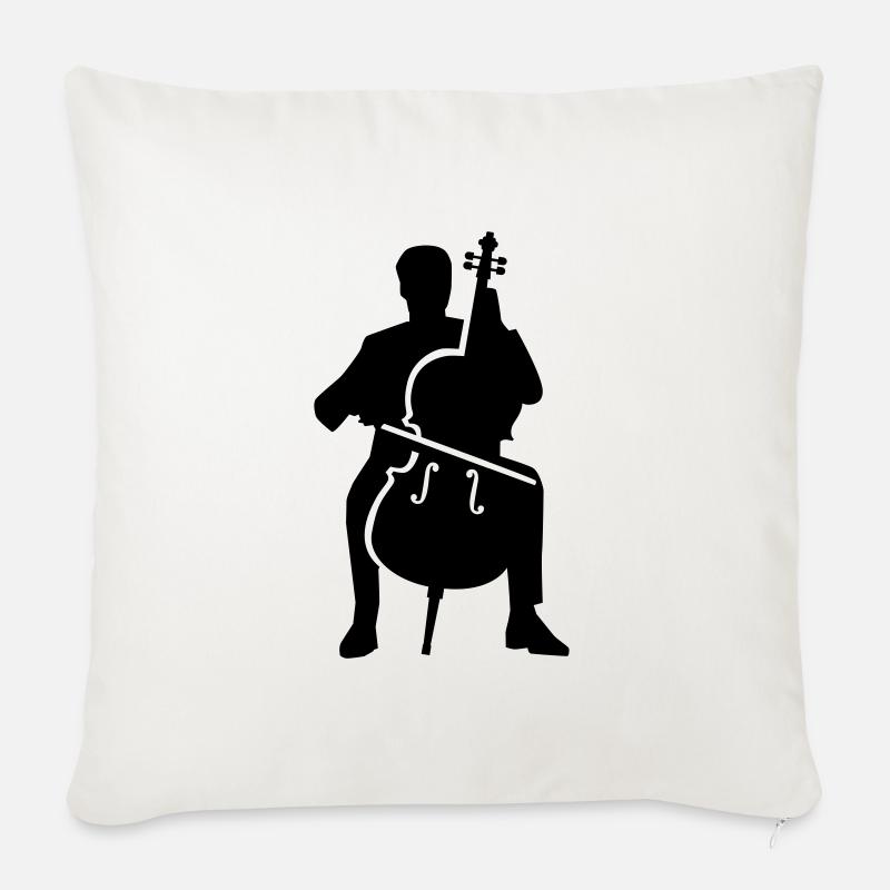 violoncelle - Housse de coussin décorative 45 x 45 cm - blanc nature