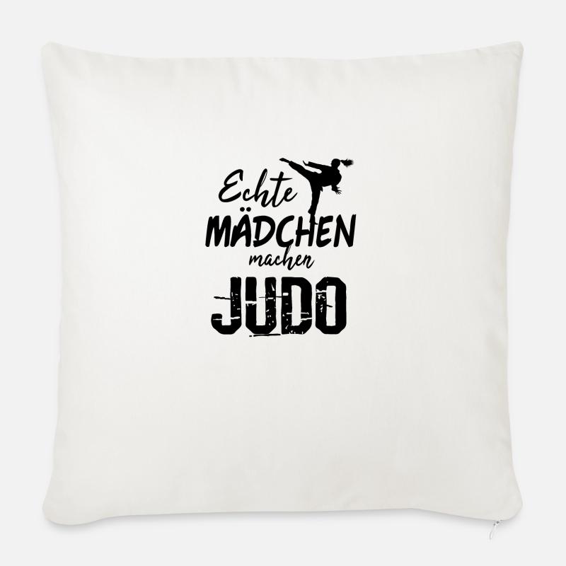 Echte Mädchen Machen Judo Geschenk - Sofakissenbezug 45 x 45 cm - Naturweiß 