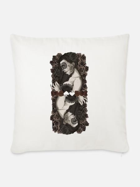 Zwillingscatrinas in Rosen - Sofakissenbezug 45 x 45 cm - Naturweiß 