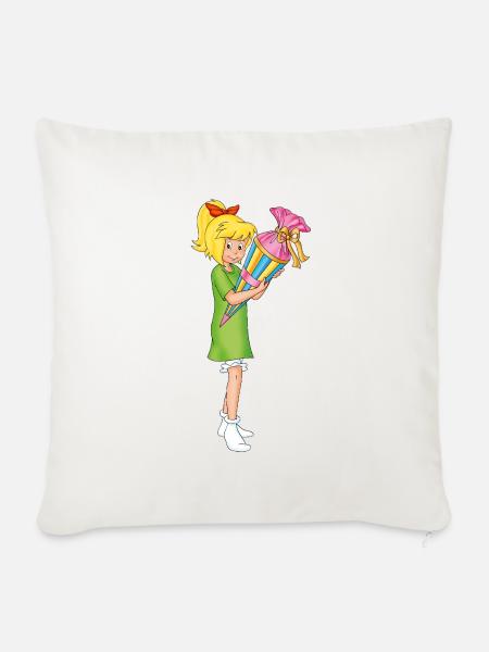 Bibi Blocksberg Schulanfang mit Zuckertüte - Sofakissenbezug 45 x 45 cm - Naturweiß