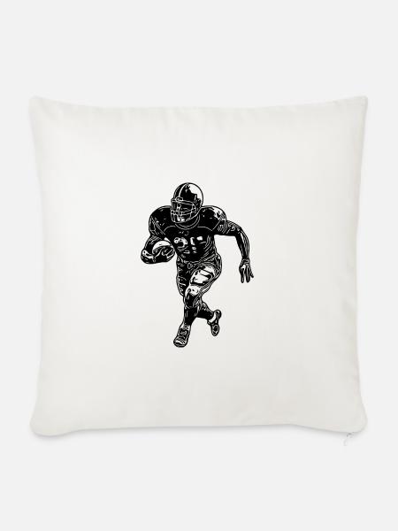 American Football Spieler mit Ball im Lauf - Sofakissenbezug 45 x 45 cm - Naturweiß 