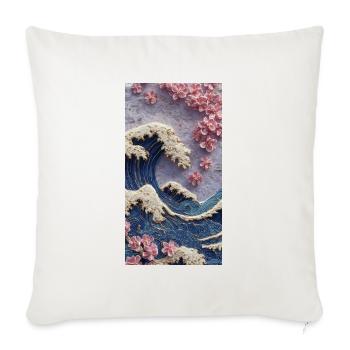 Relief de la fleur de cerisier des vagues - Housse de coussin décorative 45 x 45 cm - blanc nature - Devant