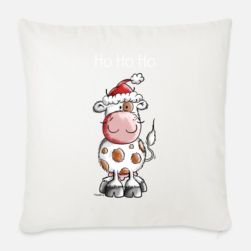 Ho Ho Ho Weihnachts Kuh - Weihnachten - Comic - Sofakissenbezug 45 x 45 cm - Naturweiß 