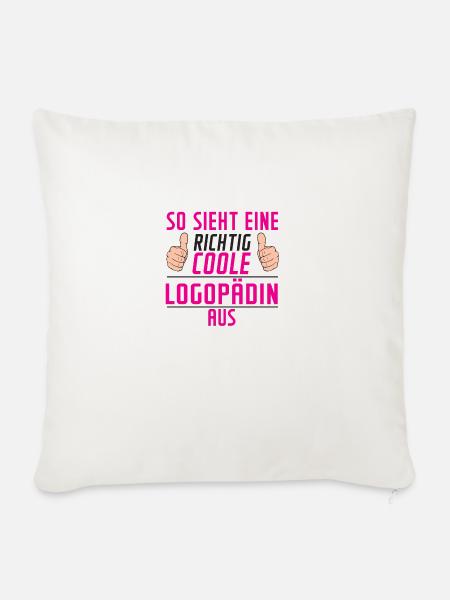 Logopädin | Spruch Humor | Sprachtherapie | - Sofakissenbezug 45 x 45 cm - Naturweiß