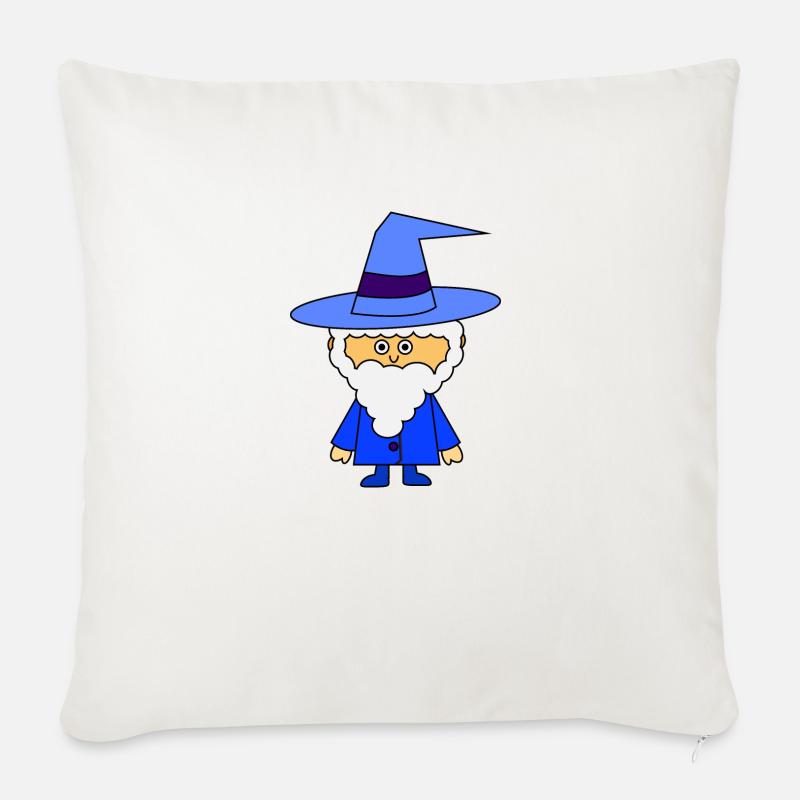 Blauer Zauberer - Sofakissenbezug 45 x 45 cm - Naturweiß 