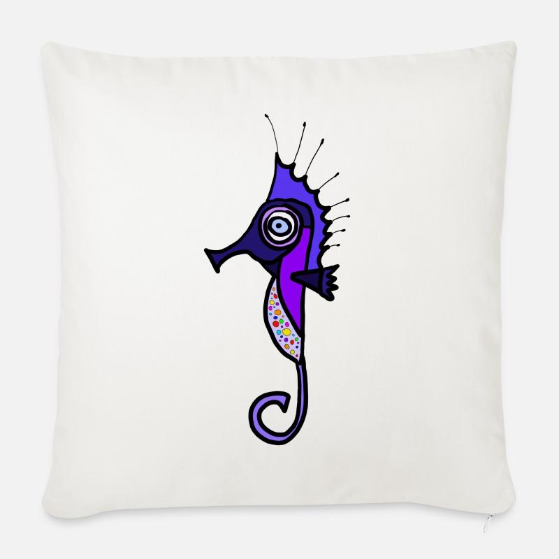 Lila Seepferdchen Neonpunkte - Sofakissenbezug 45 x 45 cm - Naturweiß 