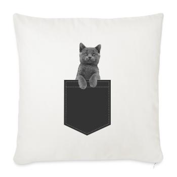 British shorthair cat - Sofa pillowcase 17,3'' x 17,3'' (45 x 45 cm) - natural white - Front