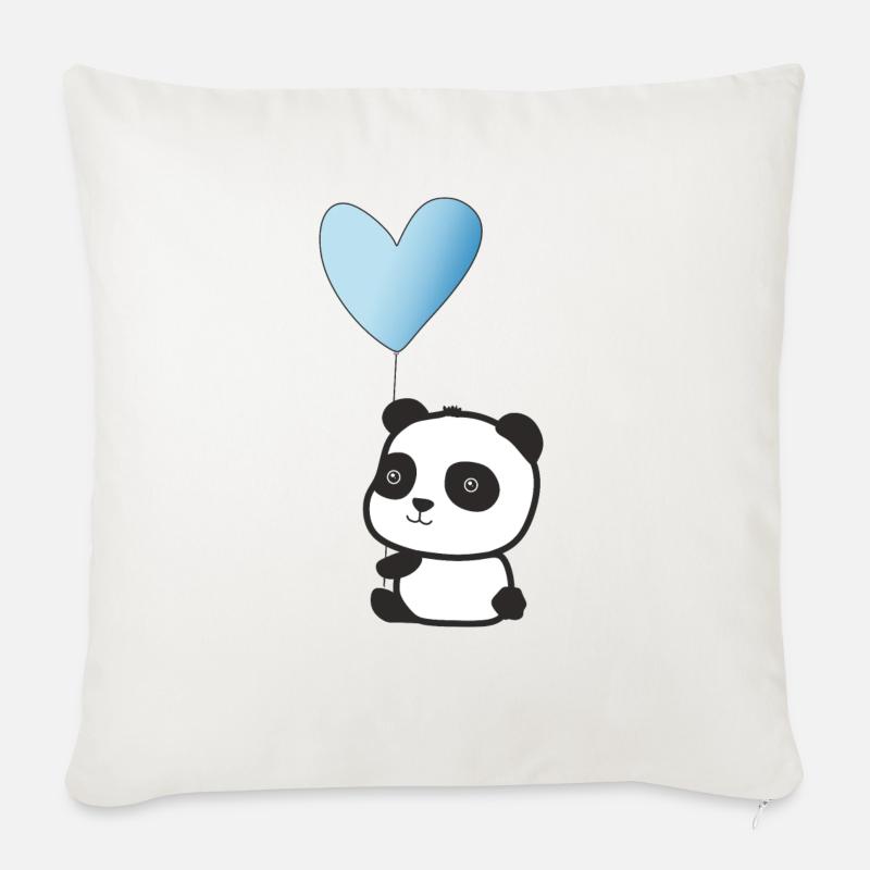 Panda hellblau - Sofakissenbezug 45 x 45 cm - Naturweiß 