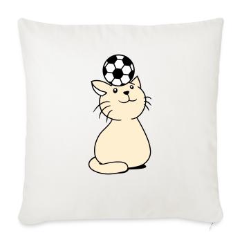 ballon jouant chat équilibre football tête fun - Housse de coussin décorative 45 x 45 cm - blanc nature - Devant