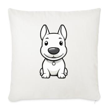 Bull Terrier Chien Bande Dessinée Mignon - Housse de coussin décorative 45 x 45 cm - blanc nature - Devant