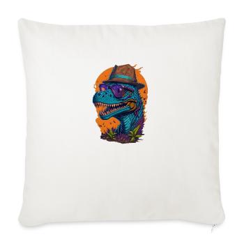 Dinosaure avec chapeau et lunettes Drôle à la mode - Housse de coussin décorative 45 x 45 cm - blanc nature - Devant