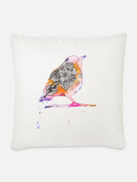 Vogel - Sofakissenbezug 45 x 45 cm - Naturweiß