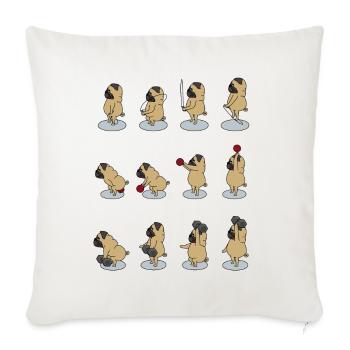 la bouffe fait du sport avec Dumbbell, Kettlebell - Housse de coussin décorative 45 x 45 cm - blanc nature - Devant