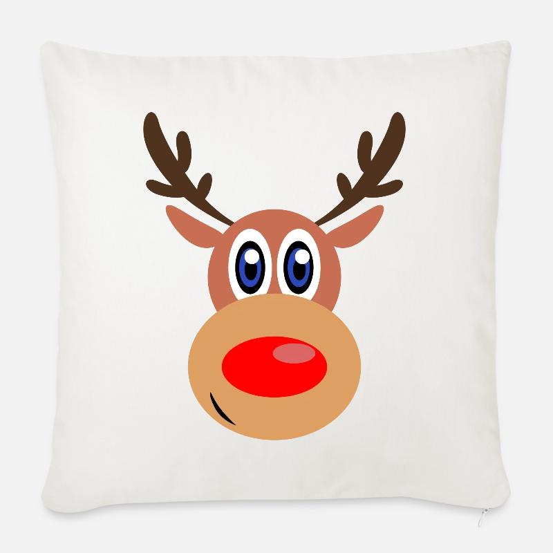 Rudolph Weihnachten Rentier Gesicht - Sofakissenbezug 45 x 45 cm - Naturweiß 